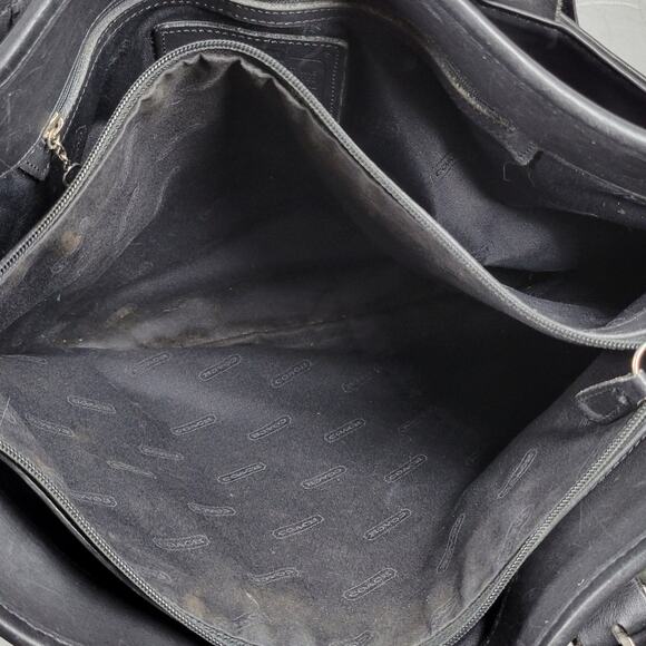 Vintage Coach Legacy Tote Bag Black‎ Soft Leather Compartments Shoulder Straps - Picture 7 of 16